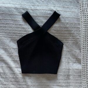 Aritzia Black Crossed Tank Top